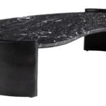 Black Marble Top Coffee Table with Wood Base, Modern Design 9 Black Marble Top Coffee Table with Wood Base, Modern Design