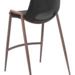 Mid-Century Modern Black and Walnut Counter Stool with Footrest (Set of 2)