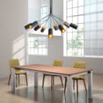 Black Ceiling Lamp with Angled Frame and Gold Accents