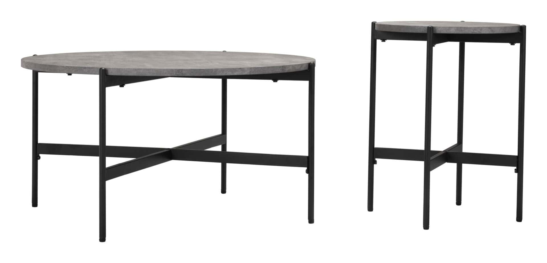 Modern Gray and Black Round Coffee Table Set (2-Piece) 9 Modern Gray and Black Round Coffee Table Set (2-Piece) - Image 9