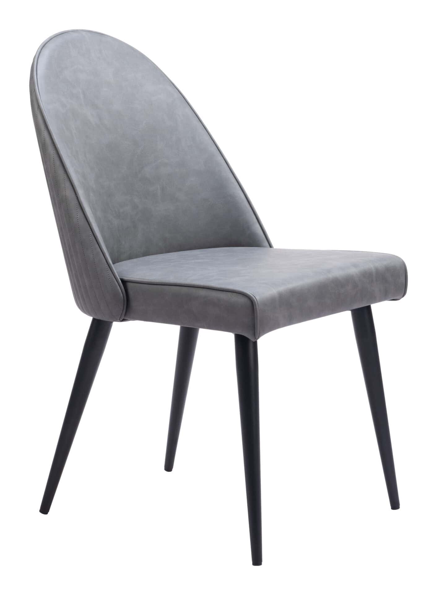 Modern Gray Armless Dining Chairs with Steel Frame (Set of 2) 6 Modern Gray Armless Dining Chairs with Steel Frame (Set of 2) - Image 6