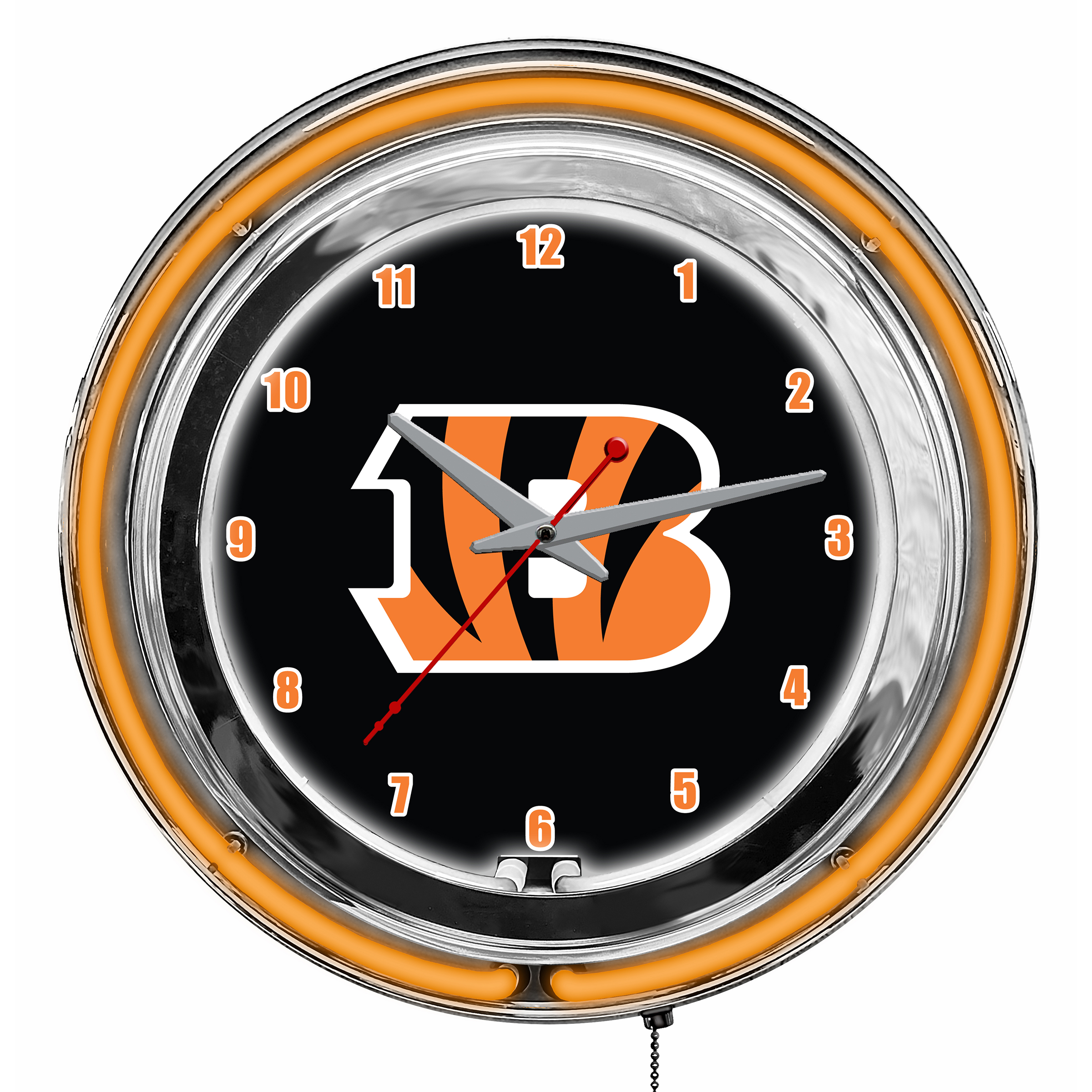 bengals 14 inch neon chrome clock cincinnati collection