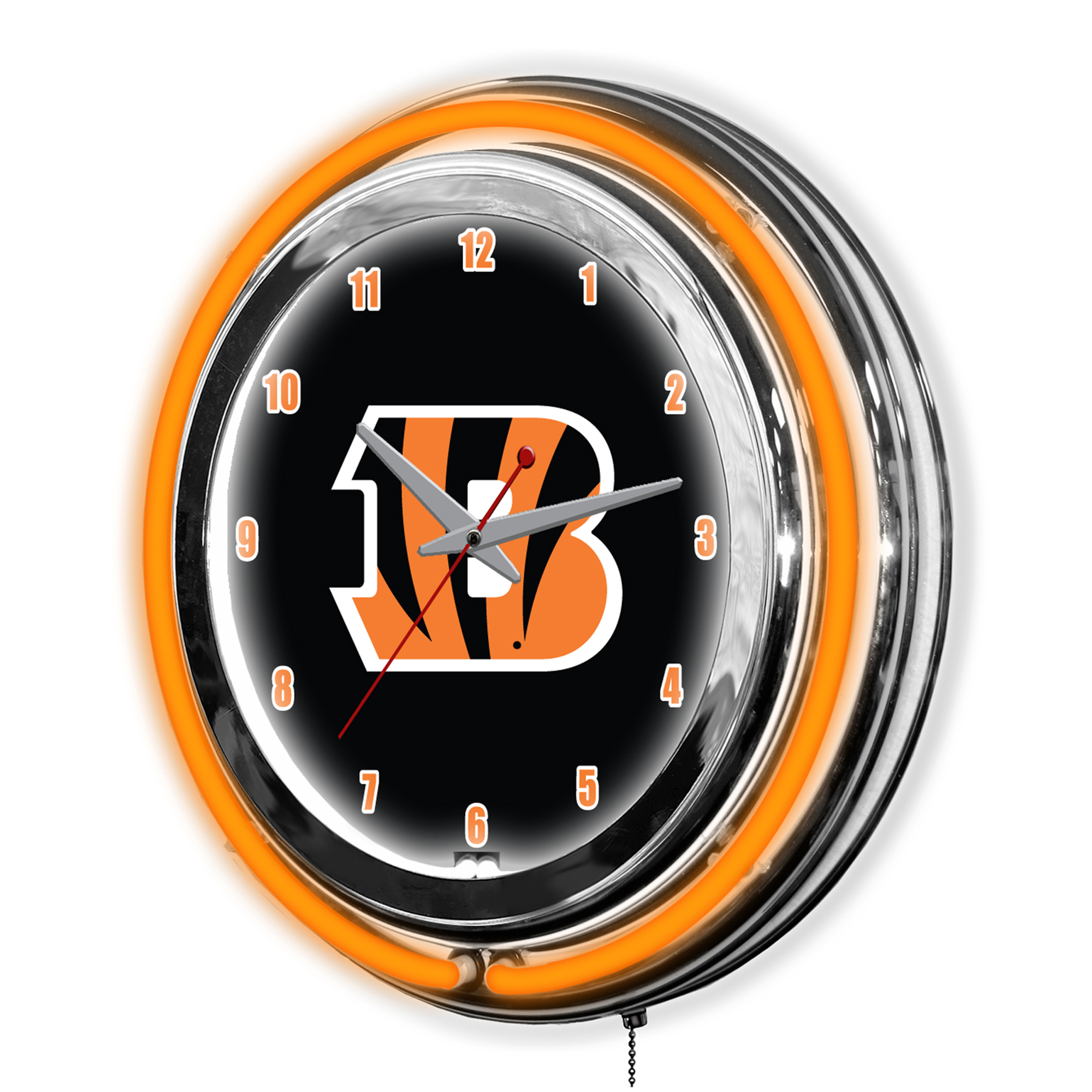 bengals 14 inch neon chrome clock cincinnati collection