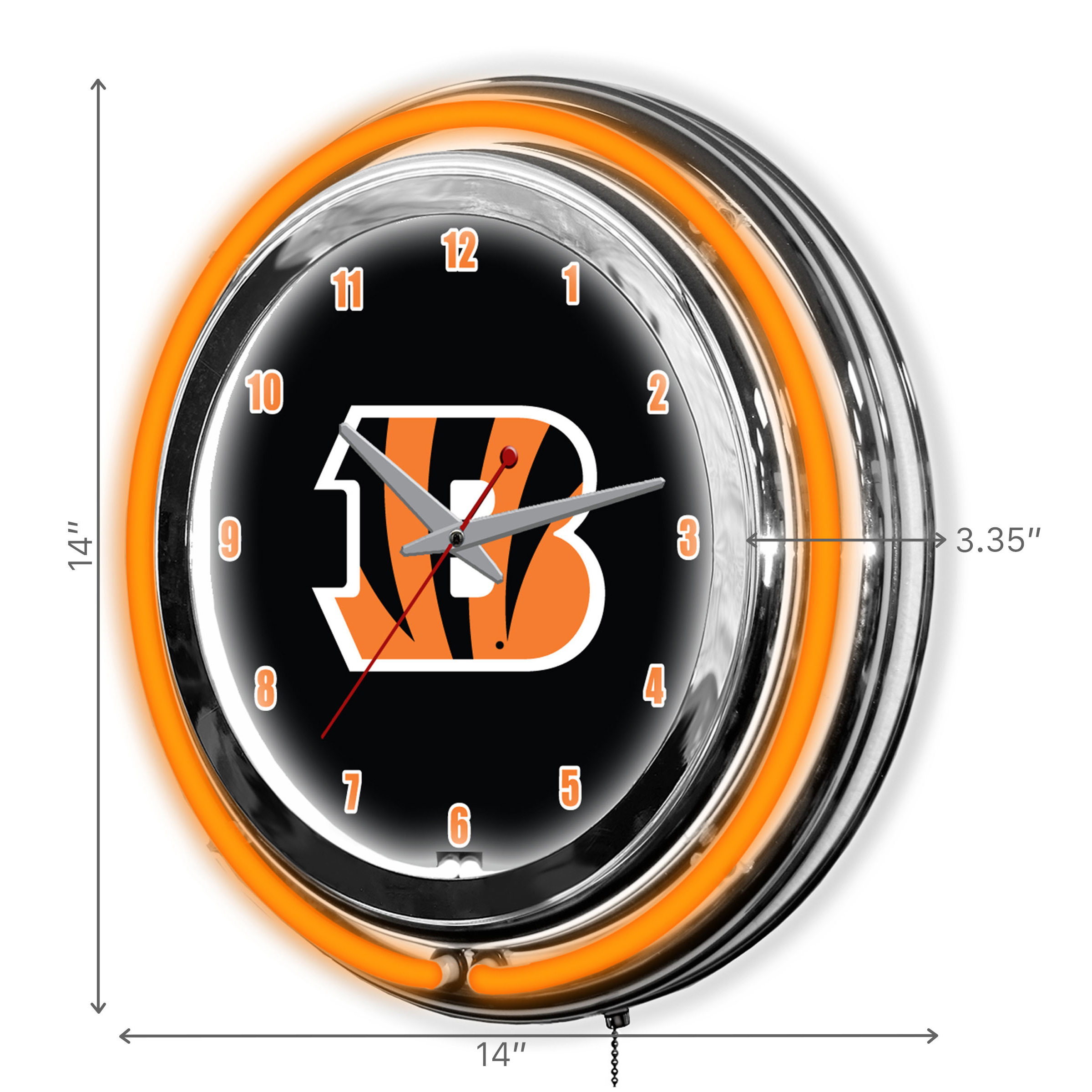 bengals 14 inch neon chrome clock cincinnati collection