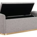 Gray Upholstered Storage Bench with Steel Legs and Hidden Compartment 13 Gray Upholstered Storage Bench with Steel Legs and Hidden Compartment