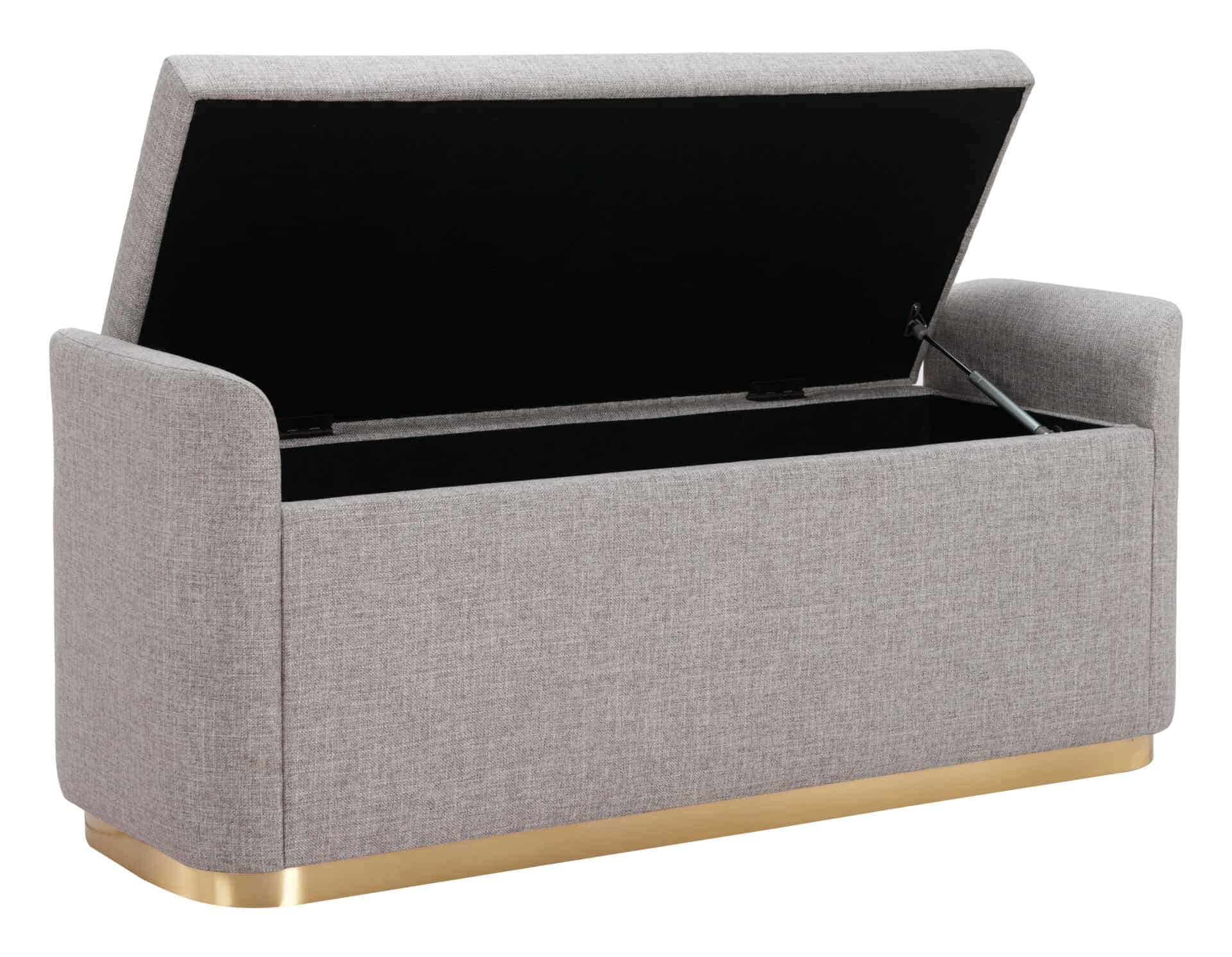 Gray Upholstered Storage Bench with Steel Legs and Hidden Compartment 6 Gray Upholstered Storage Bench with Steel Legs and Hidden Compartment - Image 6