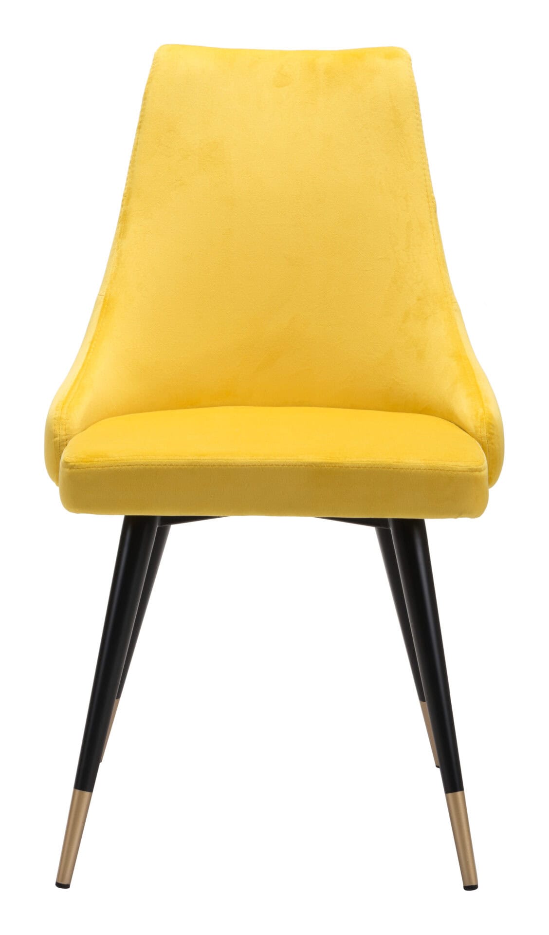 Yellow Velvet Tufted Side Chair with Brass Legs (Set of 2) 6 Yellow Velvet Tufted Side Chair with Brass Legs (Set of 2) - Image 6