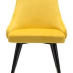 Yellow Velvet Tufted Side Chair with Brass Legs (Set of 2) 15 Yellow Velvet Tufted Side Chair with Brass Legs (Set of 2)