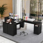 66 Inch L-Shaped Computer Desk with Drawers and Keyboard Tray 33 66 Inch L-Shaped Computer Desk with Drawers and Keyboard Tray