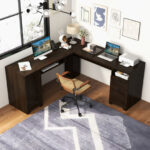 66 Inch L-Shaped Computer Desk with Drawers and Keyboard Tray 36 66 Inch L-Shaped Computer Desk with Drawers and Keyboard Tray