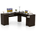 66 Inch L-Shaped Computer Desk with Drawers and Keyboard Tray 38 66 Inch L-Shaped Computer Desk with Drawers and Keyboard Tray