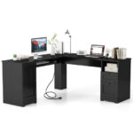 66 Inch L-Shaped Computer Desk with Drawers and Keyboard Tray 31 66 Inch L-Shaped Computer Desk with Drawers and Keyboard Tray