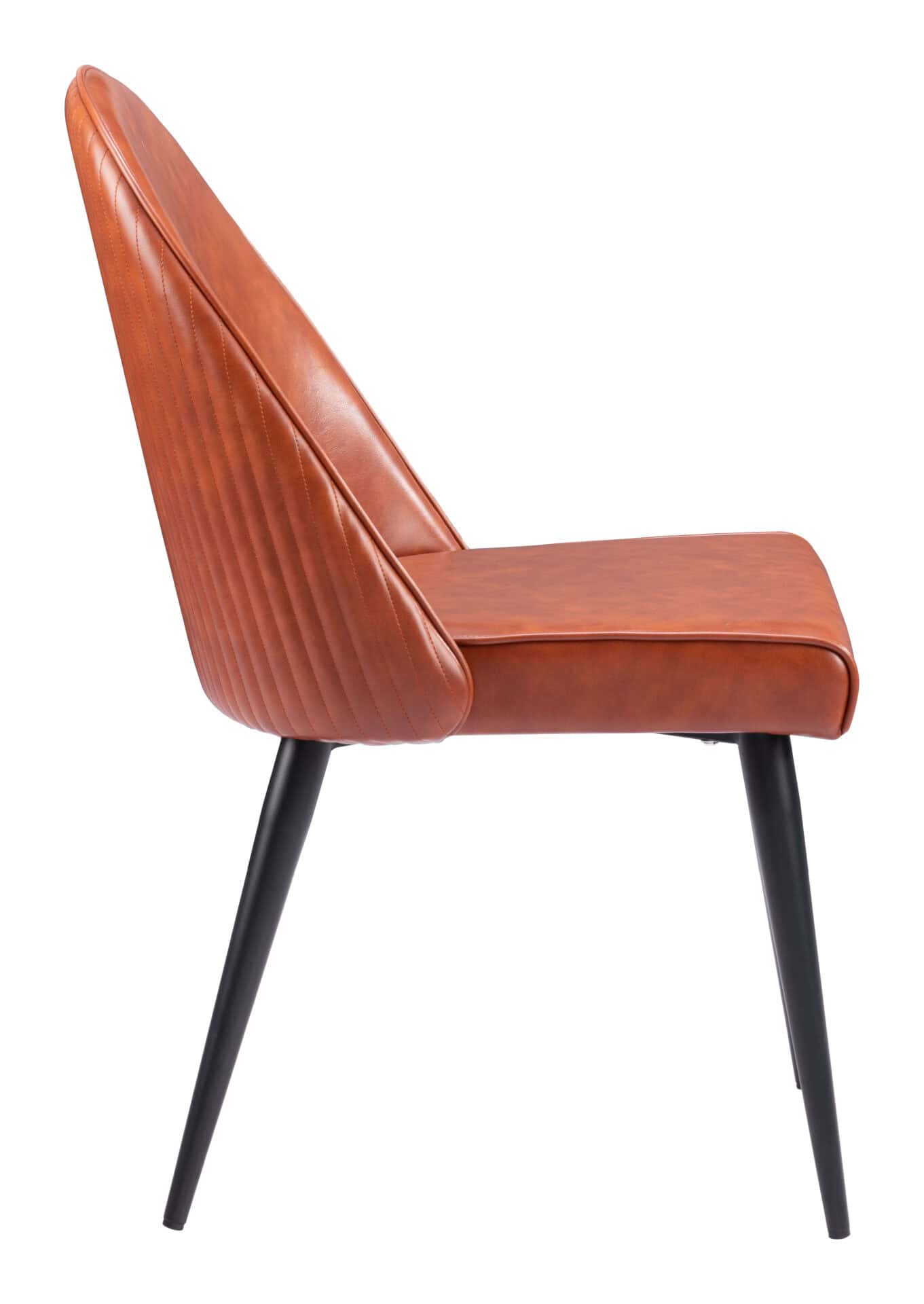 Brown Faux Leather Armless Dining Chairs with Steel Frame (Set of 2) 2 Brown Faux Leather Armless Dining Chairs with Steel Frame (Set of 2) - Image 2