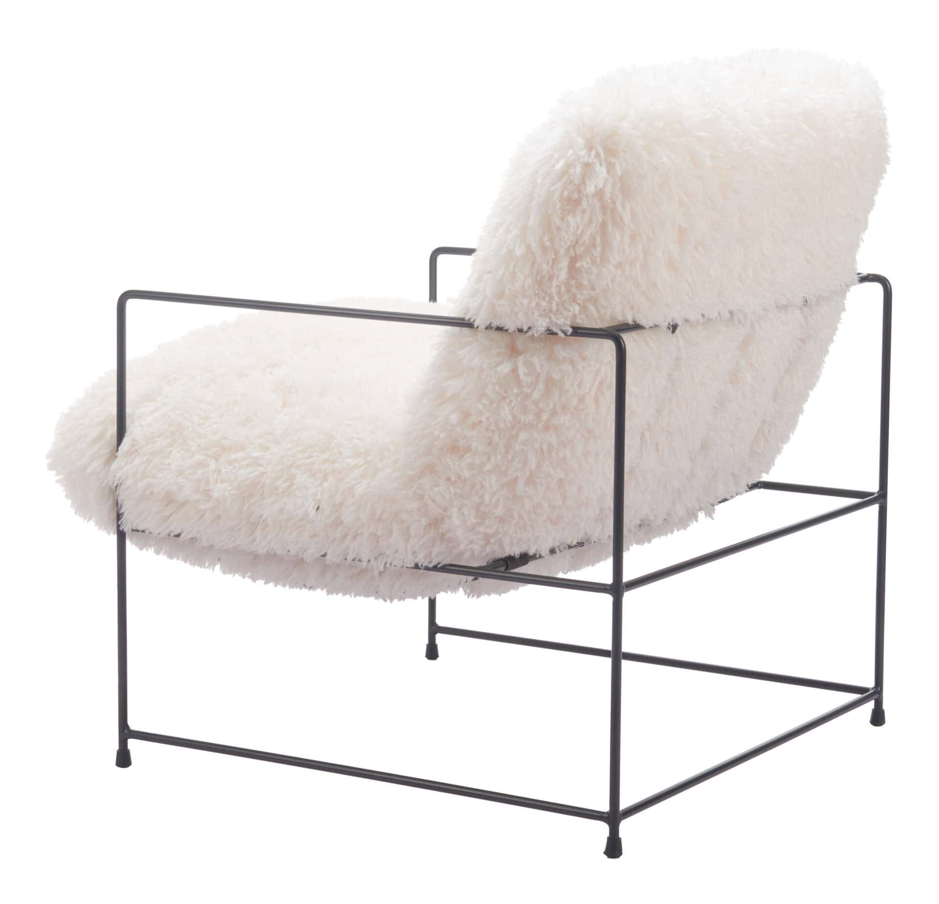 Shearling Accent Chair with Stainless Steel Base and Armrests 5 Shearling Accent Chair with Stainless Steel Base and Armrests - Image 5