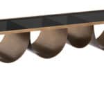 Modern Rectangular Coffee Table with Glass Top and Storage Shelves