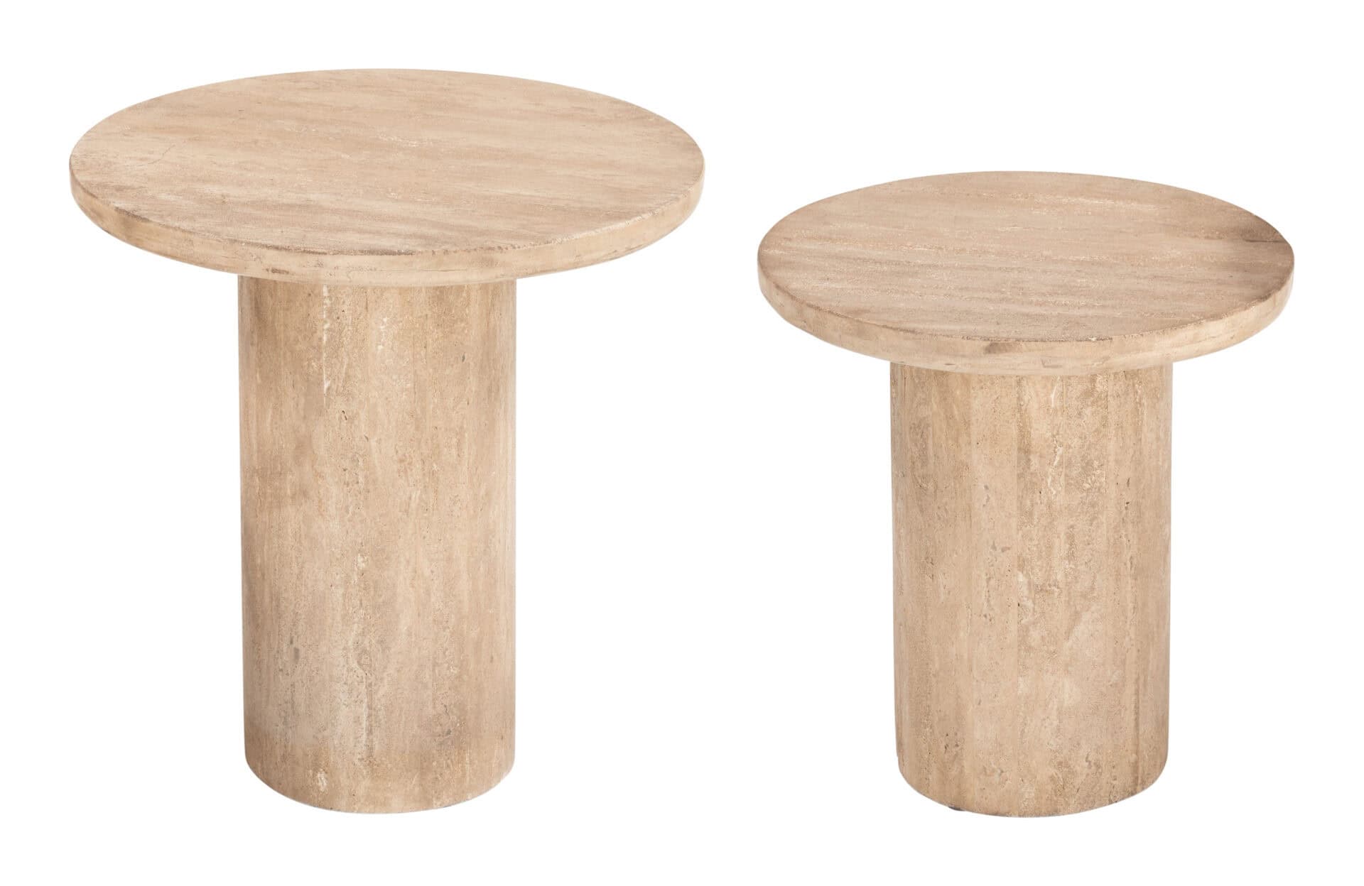 Sleek Modern Accent Tables with Travertine Finish (Set of 2) 4 Sleek Modern Accent Tables with Travertine Finish (Set of 2) - Image 4