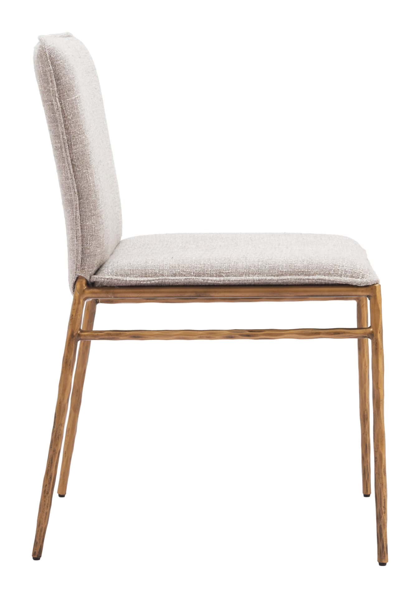 Beige Dining Chair with Gold Steel Frame and Performance Fabric 4 Beige Dining Chair with Gold Steel Frame and Performance Fabric - Image 4