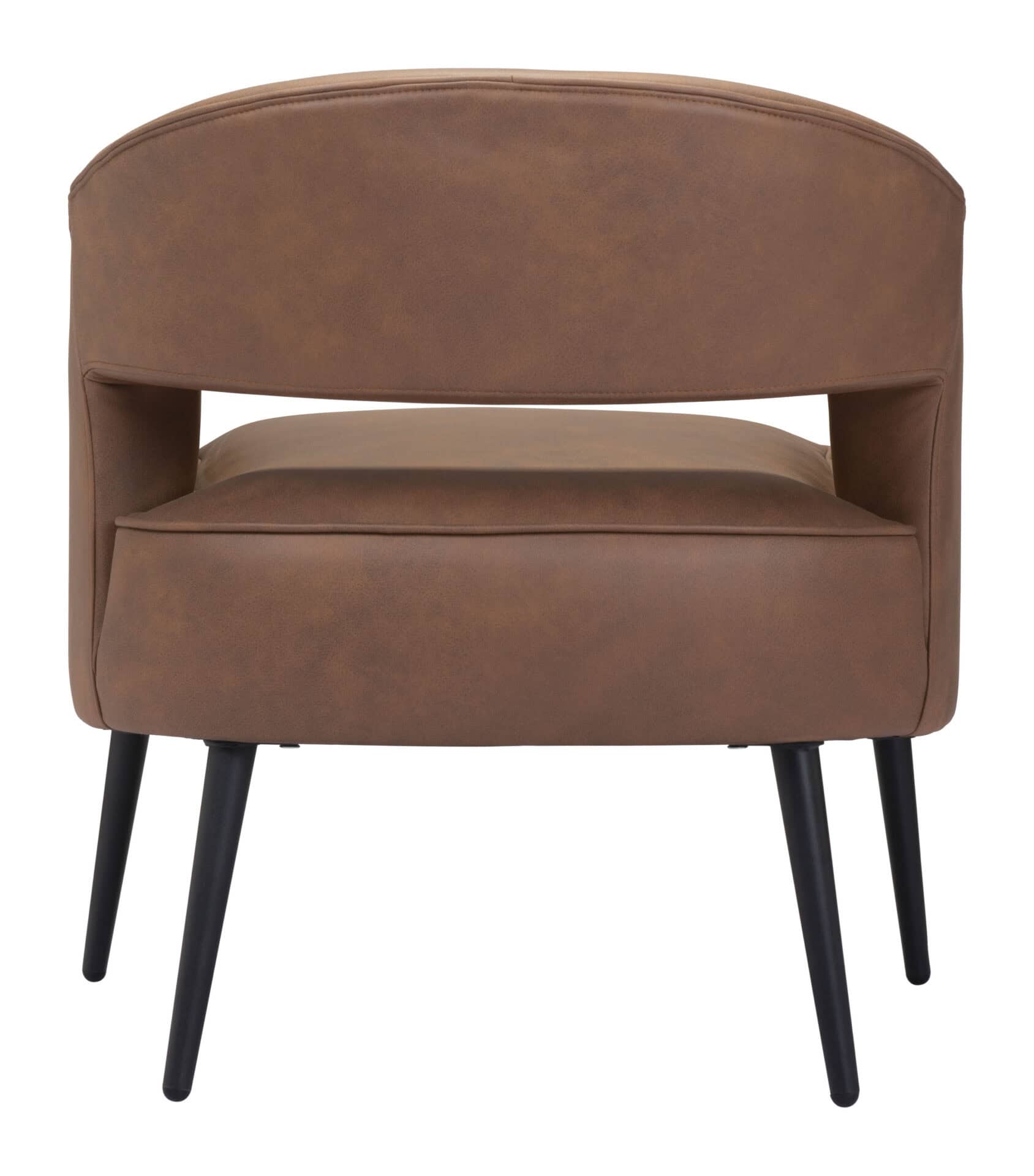 Vintage Brown Boho Faux Leather Accent Chair with Steel Legs 5 Vintage Brown Boho Faux Leather Accent Chair with Steel Legs - Image 5