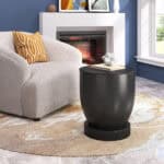 Black Modern Minimalist Steel Side Table with Round Top