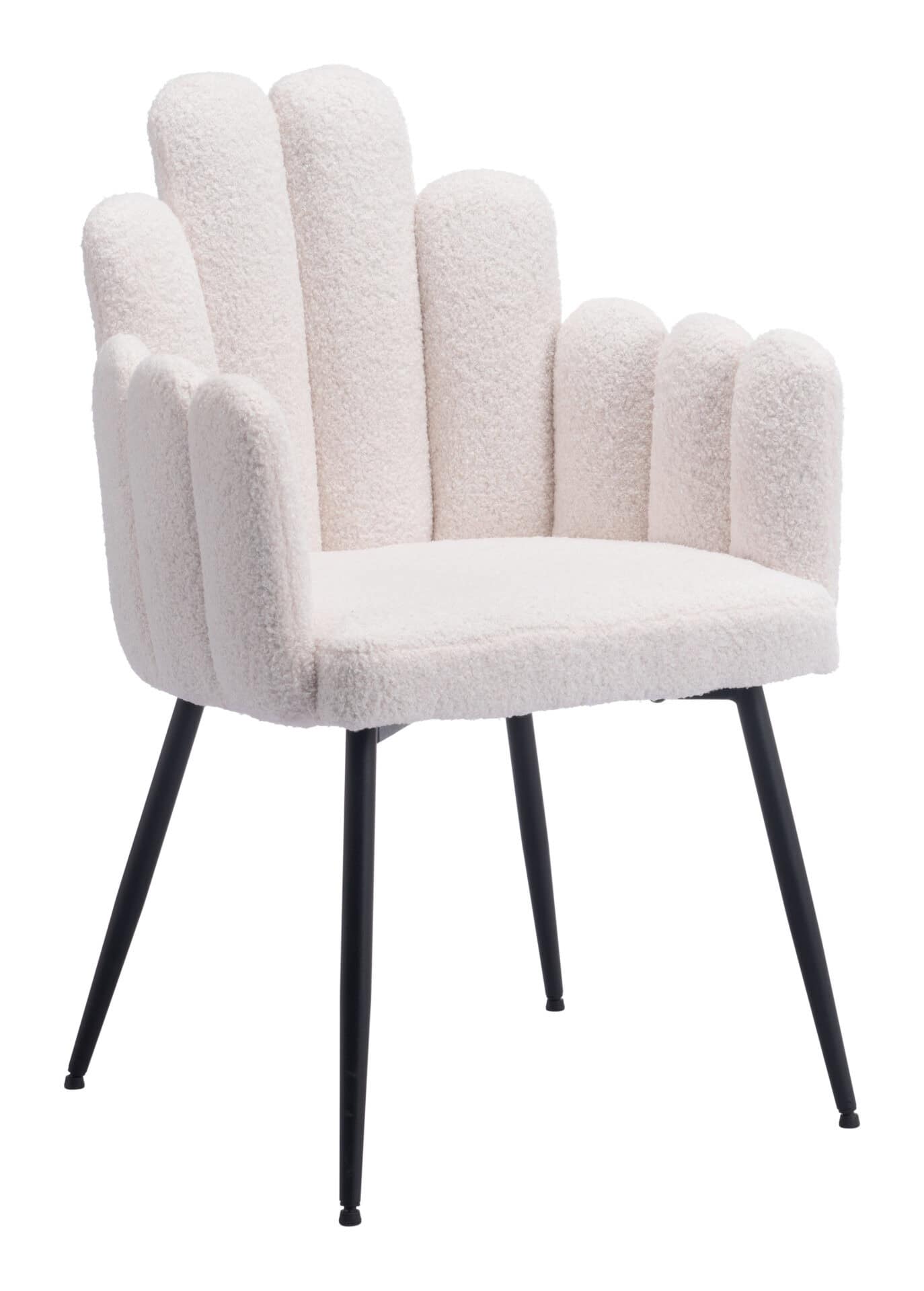 Ivory Shearling Style Dining Chair with Steel Frame (Set of 2) 3 Ivory Shearling Style Dining Chair with Steel Frame (Set of 2) - Image 3