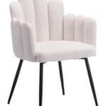 Ivory Shearling Style Dining Chair with Steel Frame (Set of 2) 12 Ivory Shearling Style Dining Chair with Steel Frame (Set of 2)