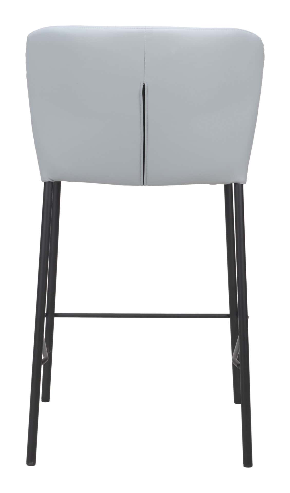 Gray Stackable Counter Stool with Faux Leather and Tufted Seat (Set of 2) 4 Gray Stackable Counter Stool with Faux Leather and Tufted Seat (Set of 2) - Image 4