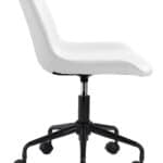White Mid-Century Modern Office Chair with Adjustable Height and Wheels 13 White Mid-Century Modern Office Chair with Adjustable Height and Wheels