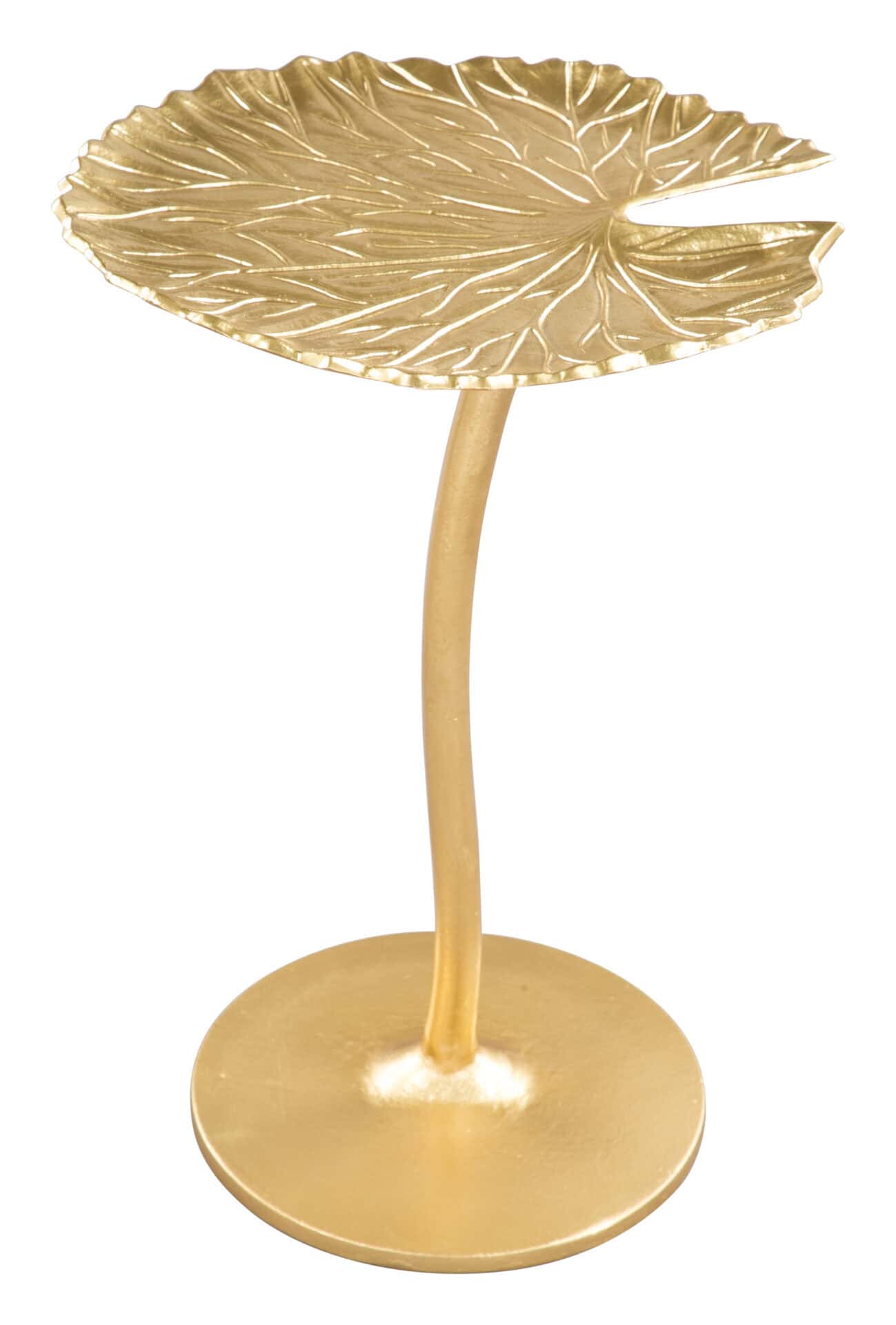 Gold Flower-Inspired Side Table with Curved Base and Textured Top 4 Gold Flower-Inspired Side Table with Curved Base and Textured Top - Image 4