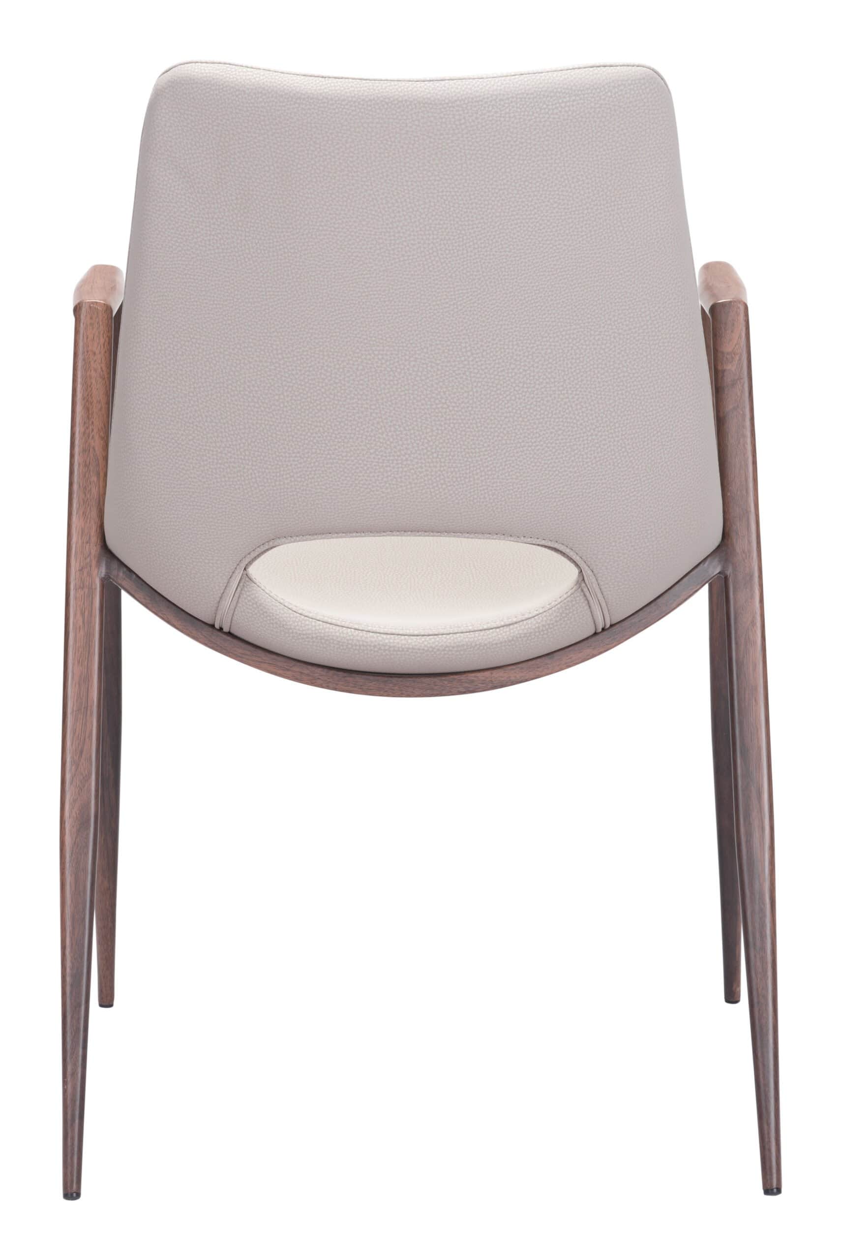 Mid-Century Faux Leather Dining Chair with Walnut Legs (Set of 2)