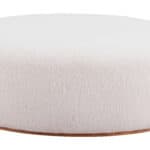 Cream Sherpa Ottoman with Wood Legs and Modern Design 9 Cream Sherpa Ottoman with Wood Legs and Modern Design