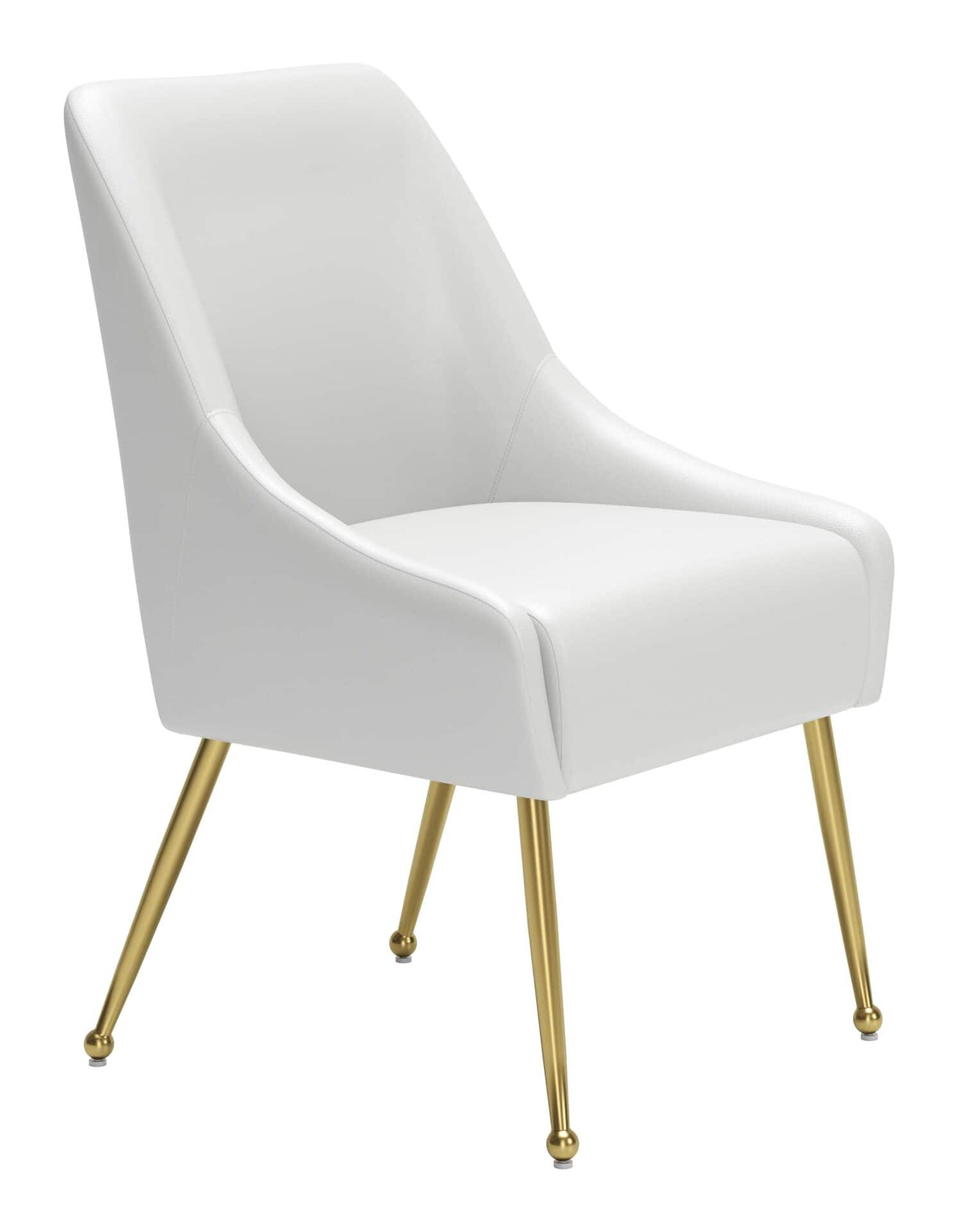 White and Gold Upholstered Armchair with Cushioned Back and Armrest 8 White and Gold Upholstered Armchair with Cushioned Back and Armrest - Image 8