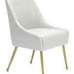 White and Gold Upholstered Armchair with Cushioned Back and Armrest 18 White and Gold Upholstered Armchair with Cushioned Back and Armrest