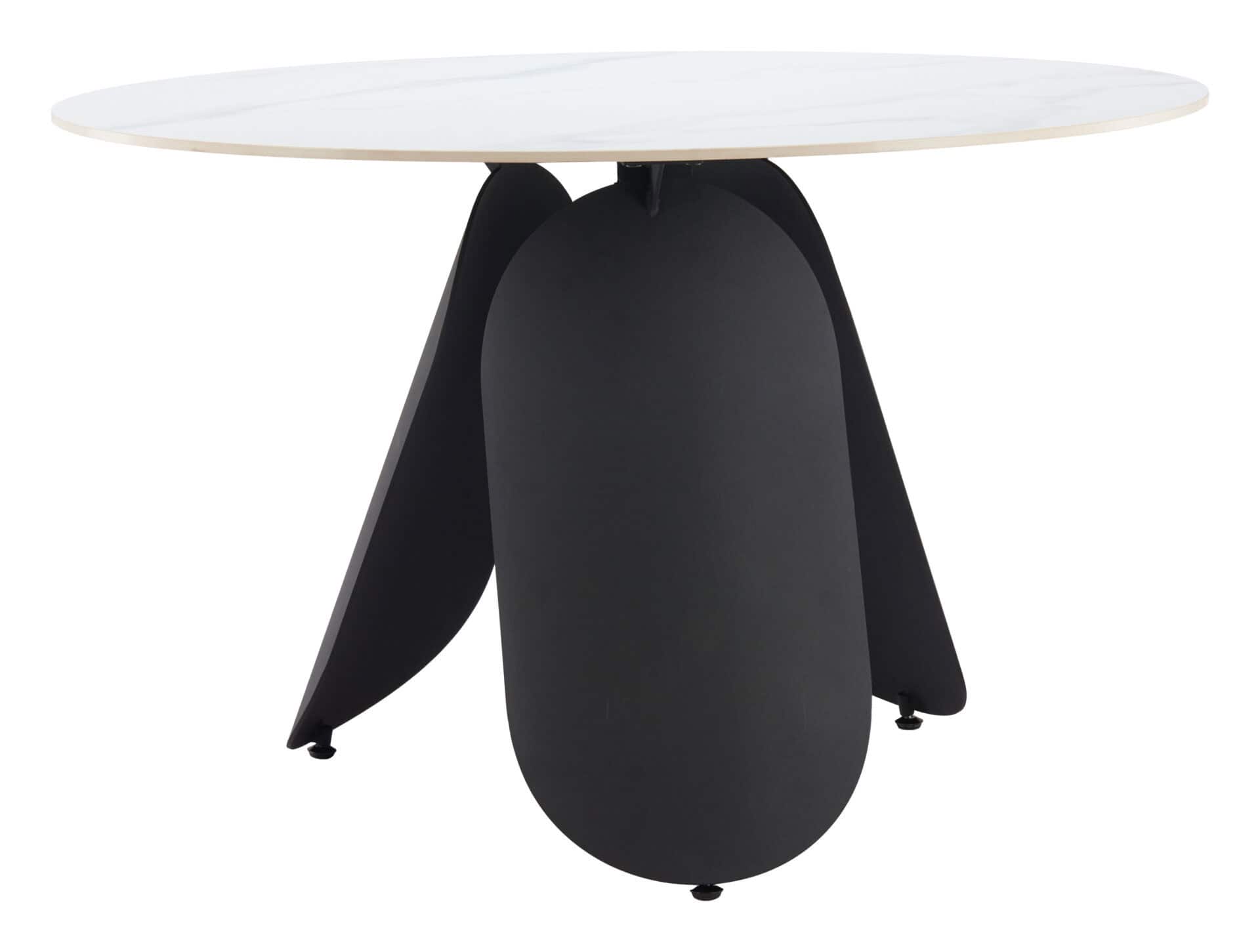 Round White Dining Table with Sintered Stone Top and Steel Base 1 Round White Dining Table with Sintered Stone Top and Steel Base
