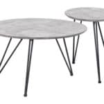 Modern Gray & Black Round Coffee Table Set with Steel Frame (2-Piece)