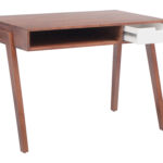 Mid-Century Modern Walnut Desk with Shelf and Drawer