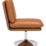 Modern Brown Swivel Chair with Chrome Base for Any Space