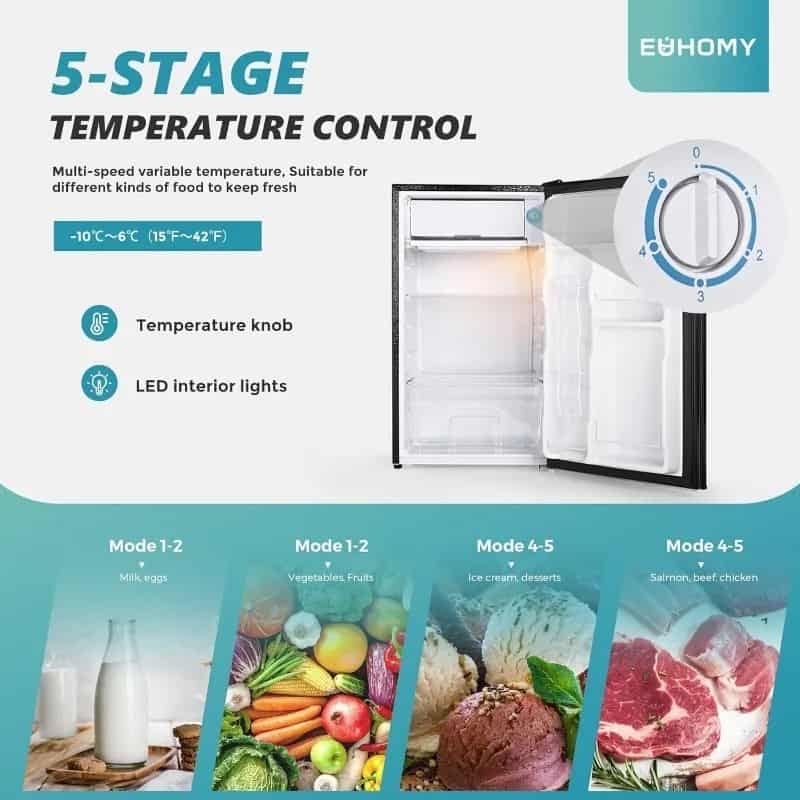 3.2 Cu. Ft Compact Mini Fridge with Freezer, LED, Adjustable Thermostat