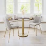Round Brown & Gold Bistro Table with Pedestal Base for Two