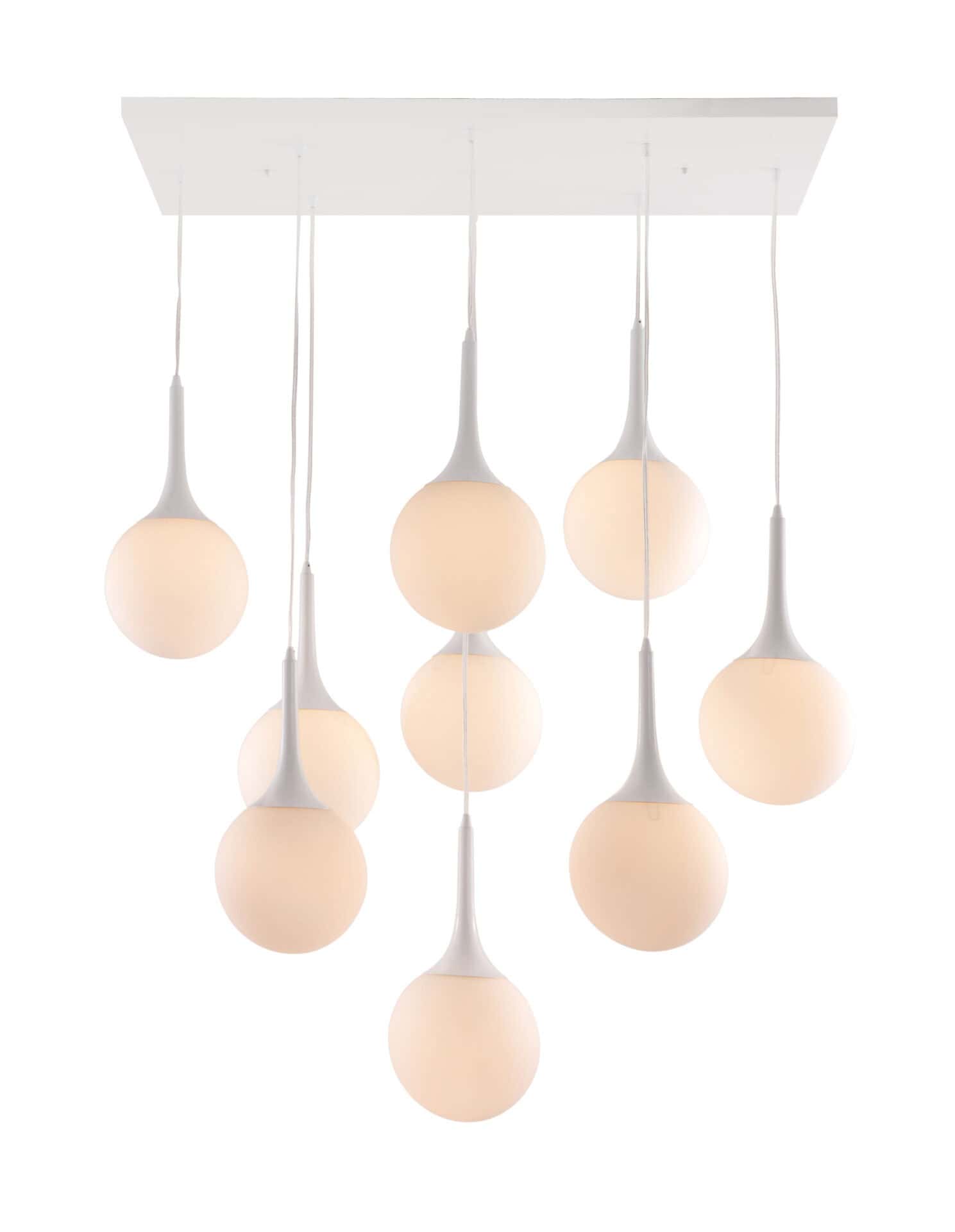 Frosted Glass Pendant Ceiling Lamp with Adjustable Cord (9 Lights) 4 Frosted Glass Pendant Ceiling Lamp with Adjustable Cord (9 Lights) - Image 4