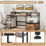 Rustic Brown 67 Inch Desk with Monitor Stand and Drawer 13 Rustic Brown 67 Inch Desk with Monitor Stand and Drawer