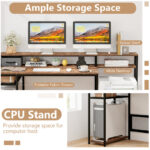 Rustic Brown 67 Inch Desk with Monitor Stand and Drawer 14 Rustic Brown 67 Inch Desk with Monitor Stand and Drawer