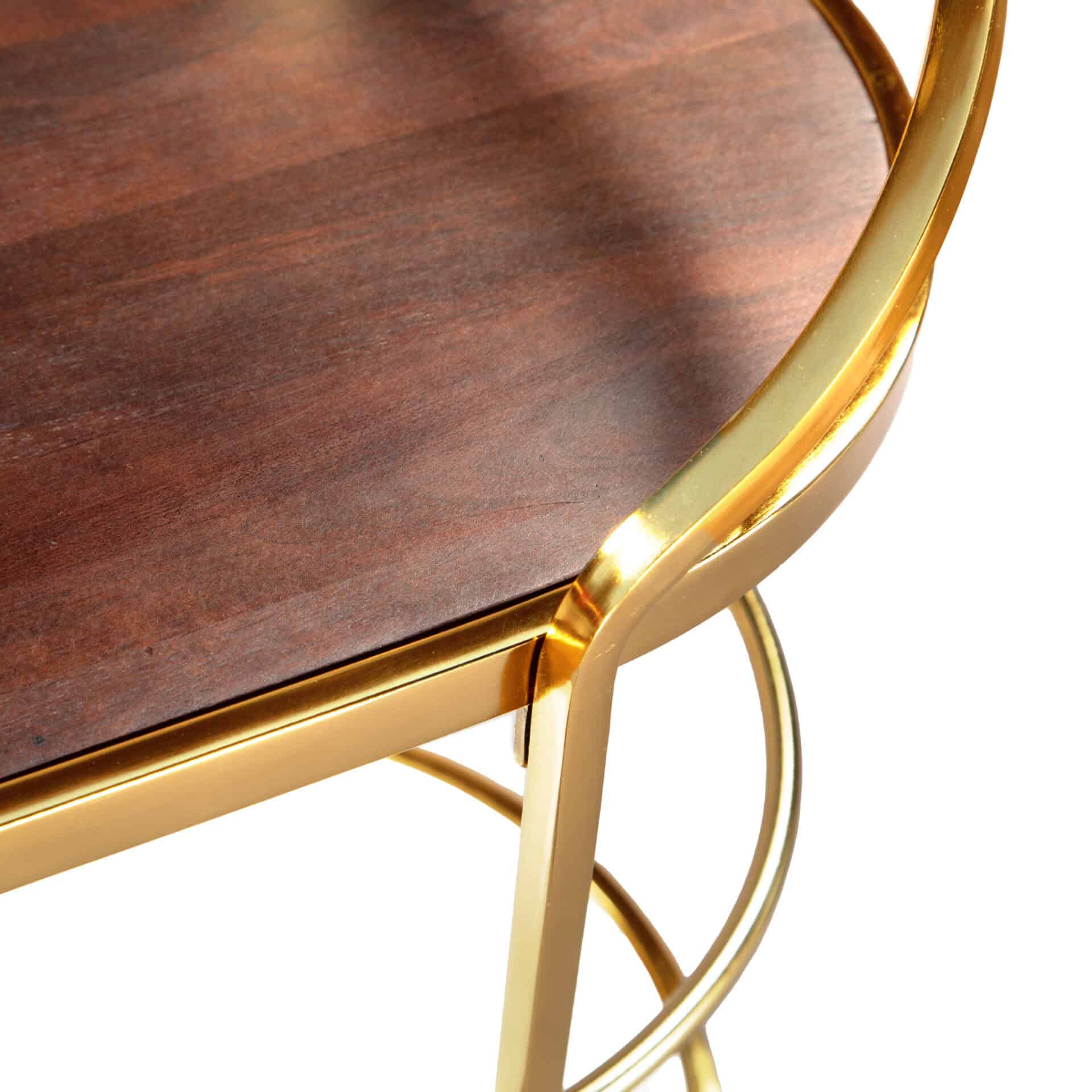 Multicolor Acacia Wood and Steel Bar Cart with Caster Wheels 8 Multicolor Acacia Wood and Steel Bar Cart with Caster Wheels - Image 8