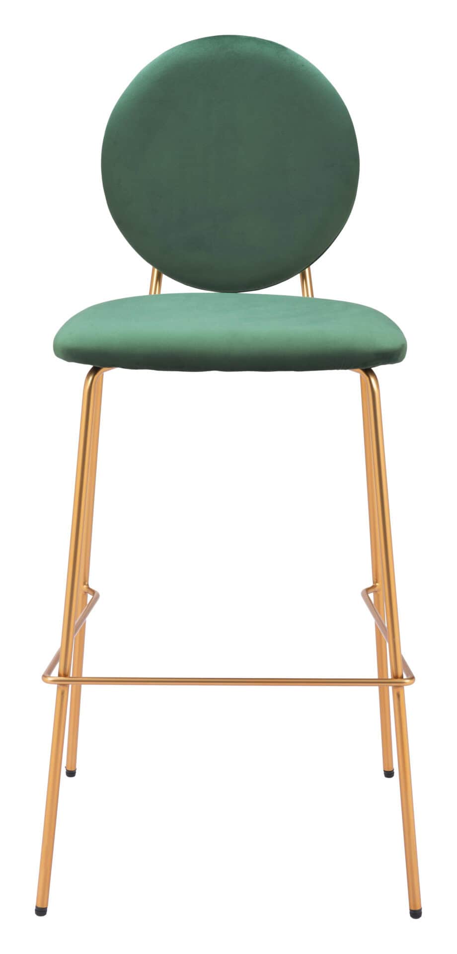 Green Velvet Bar Stools with Gold Frame (Set of 2) 5 Green Velvet Bar Stools with Gold Frame (Set of 2) - Image 5