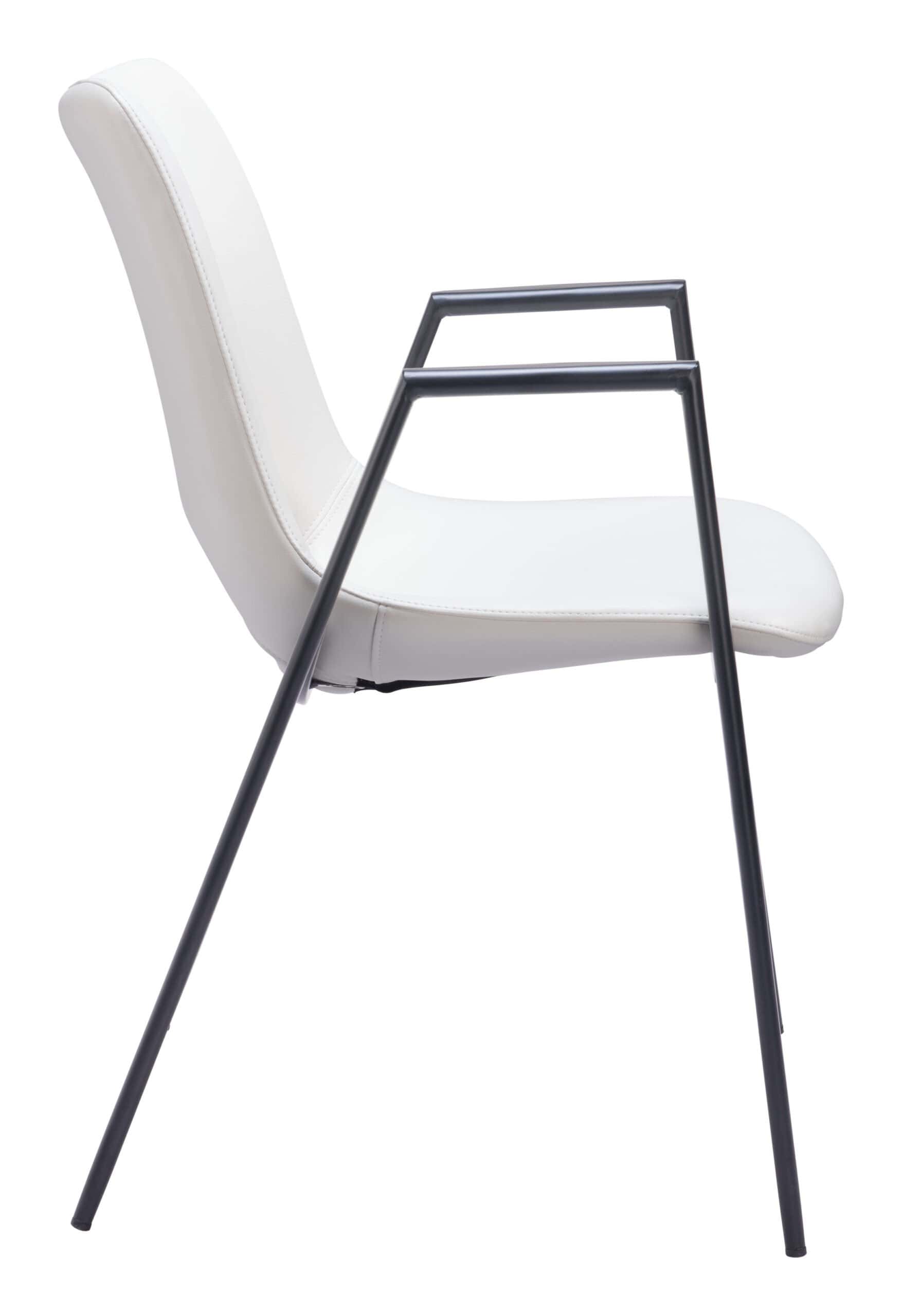Mid-Century Modern Faux Leather Dining Chair with Steel Frame (Set of 2)
