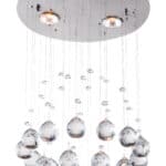 Elegant Chrome Ceiling Lamp with Crystal Teardrop Accents, 3 Lights