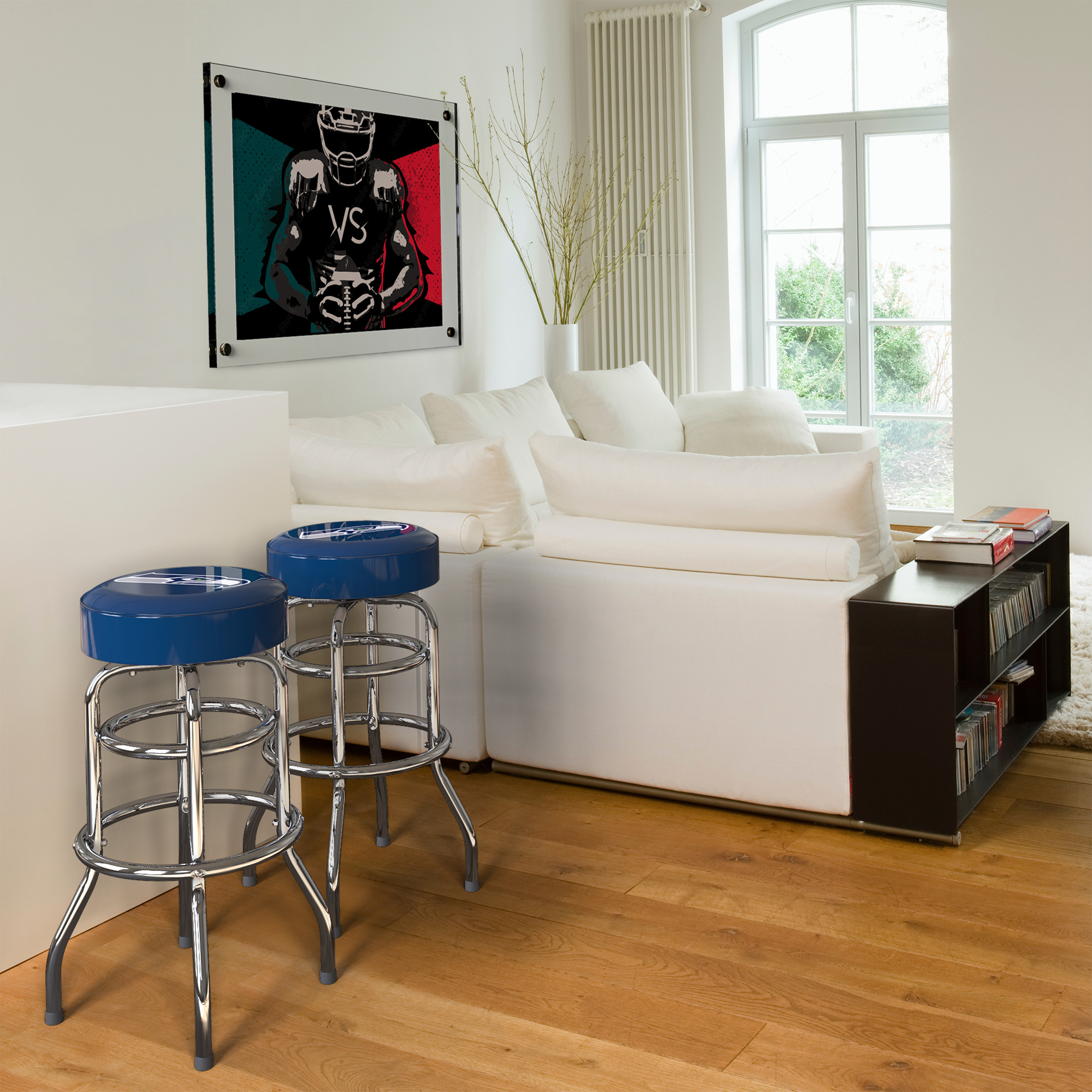 seattle seahawks chrome logo american crafted bar stool