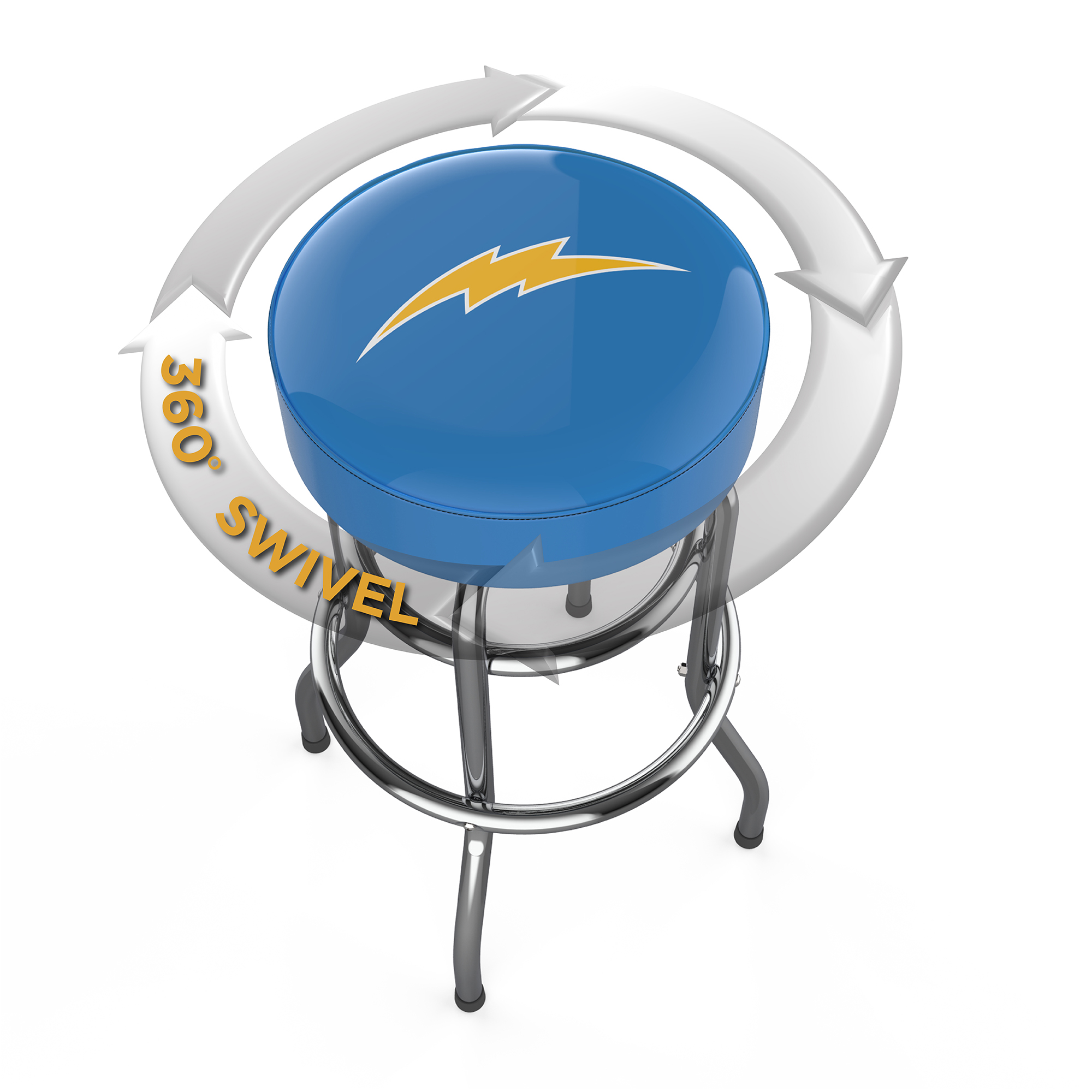 los angeles chargers chrome logo commercial bar stool