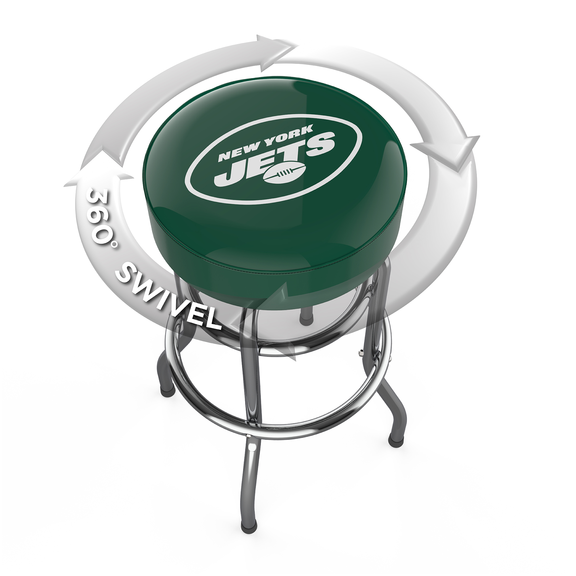 new york jets chrome logo commercial grade bar stool