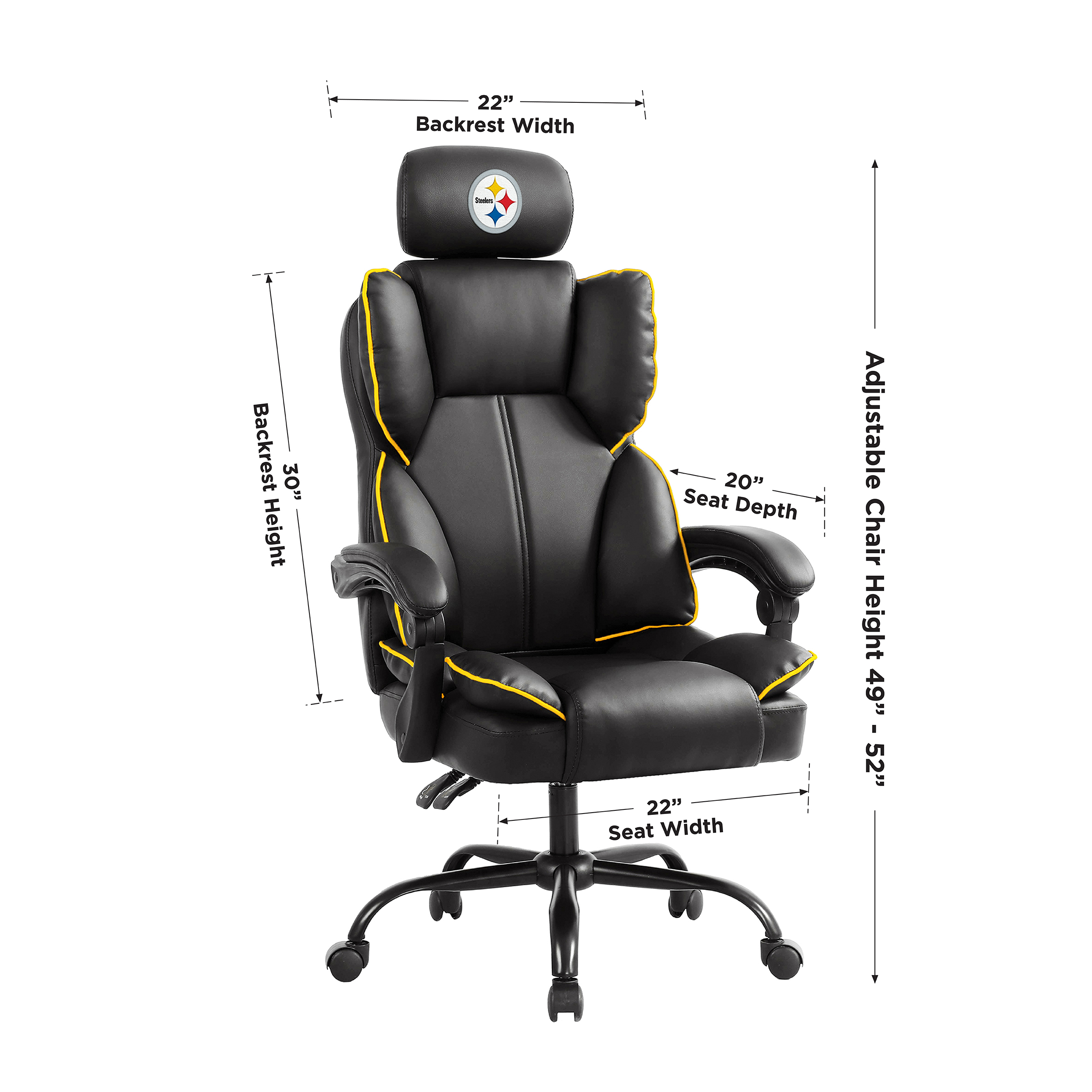 pittsburgh steelers embroidered headrest adjustable champ chair