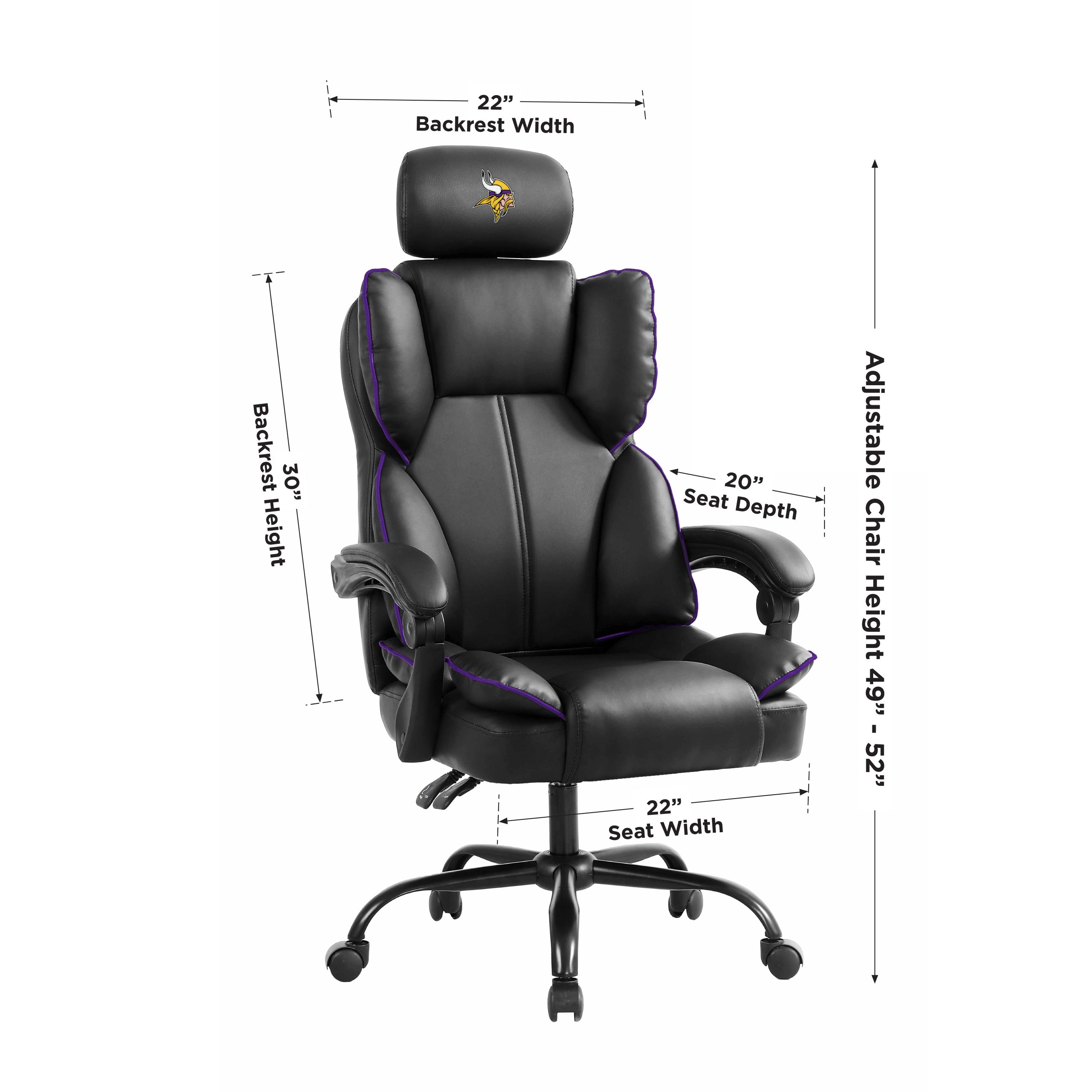 minnesota vikings embroidered headrest adjustable champ chair